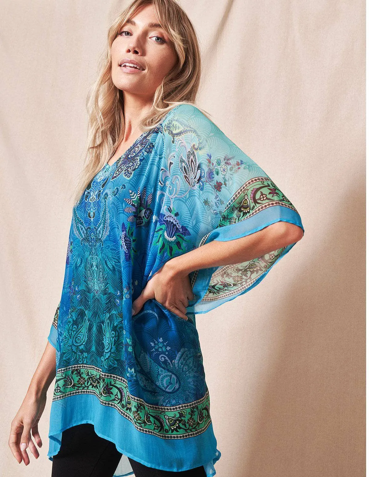 Fair Trade Leilani Flowy Tunic - Ocean Blue