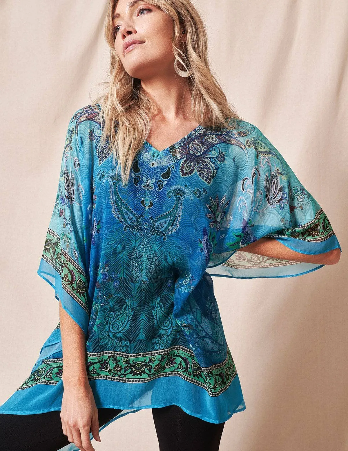 Fair Trade Leilani Flowy Tunic - Ocean Blue