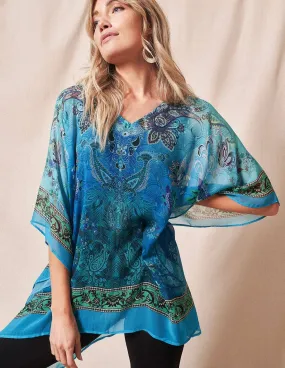 Fair Trade Leilani Flowy Tunic - Ocean Blue