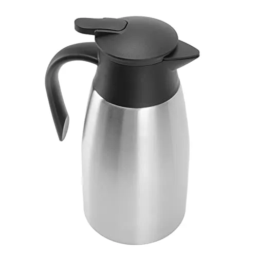 Stainless Steel Thermal Carafe, Press Type Long Lasting Insulation Non Slip Leakage Proof Sealing Thermal Pot for Home (Stainless Steel Color 2L)